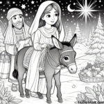 Faithful Pilgrimage: Mary and Joseph Traveling to Bethlehem - Inspirational Coloring Page