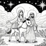 Journey to Bethlehem: Mary and Joseph on the Donkey - Inspirational Coloring Page