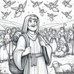 Divine Proclamation: Angels Announce to Shepherds - Luminous Coloring Page