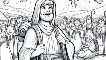 Divine Proclamation: Angels Announce to Shepherds - Luminous Coloring Page