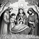 Glorious Night: Nativity Scene with the Holy Family - Timeless Coloring Page
