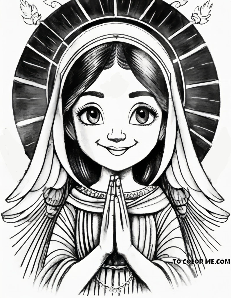 Hearts Aflame: Devoted Girl Coloring Page