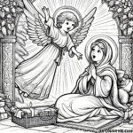 Sacred Moment: Annunciation Coloring Page – Immerse Yourself in the Divine Beauty of Mary's Message, Captured in this Inspiring Printable!