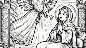 Sacred Moment: Annunciation Coloring Page – Immerse Yourself in the Divine Beauty of Mary's Message, Captured in this Inspiring Printable!