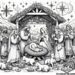 Heavenly Embrace: Mary and Baby Jesus in the Nativity Scene Coloring Page