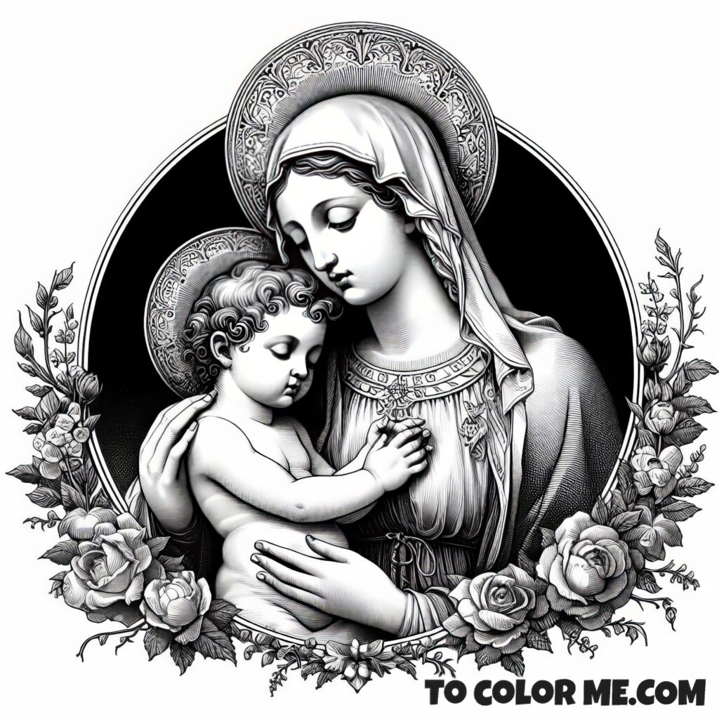 Faithful Flourishes: Our Lady of Good Counsel Color-In Art