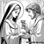 Heavenly Communion: Saint Agnes of Montepulciano Coloring Page