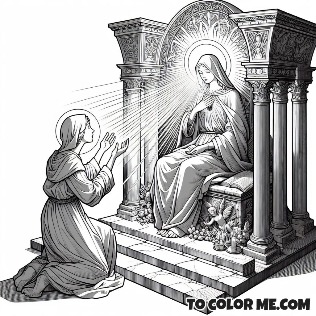 Divine Encounter: Virgin Mary and Saint Agnes - Coloring Activity