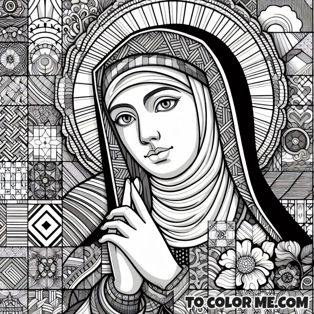 Saint Agnes of Montepulciano: Timeless Portrait to Color