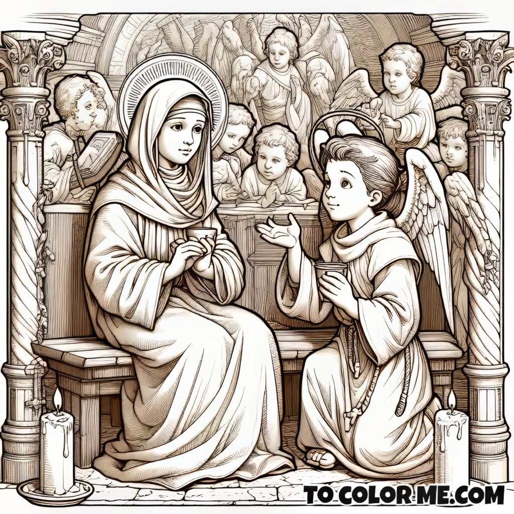 Angelic Grace: Saint Agnes’s Communion - Spiritual Coloring Experience