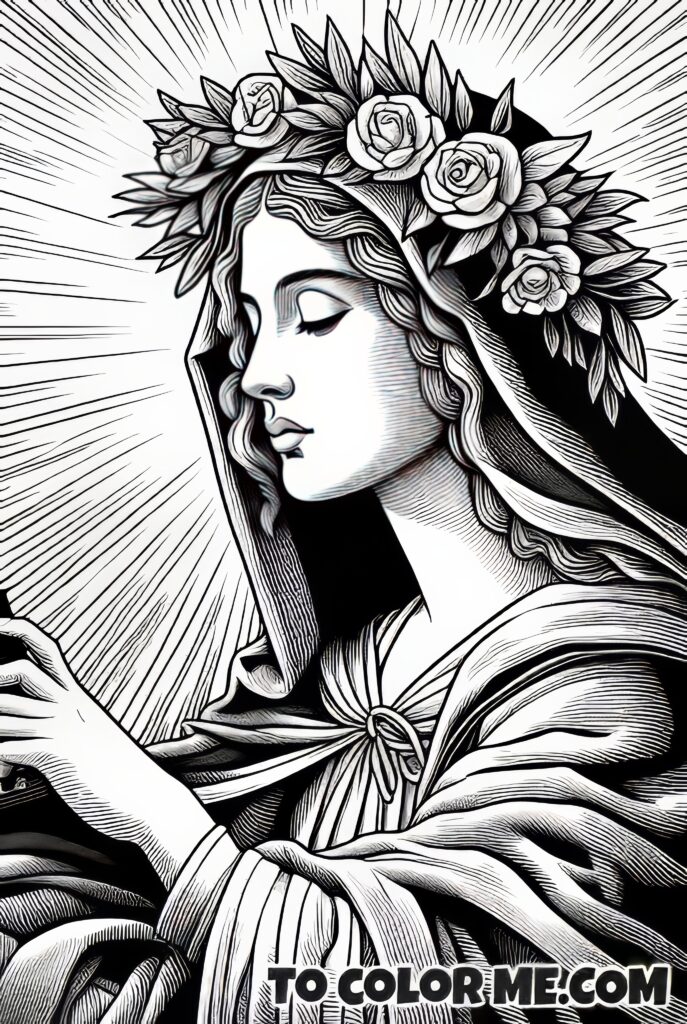 Colorful Devotion: Saint Agnes Portrait Coloring Activity