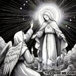 Heavenly Mother’s Visit: Saint Agnes and Mary Coloring Illustration