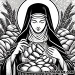 Miracle of Multiplication: Saint Agnes of Montepulciano Coloring Page