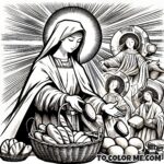 Divine Provision: Saint Agnes Bread Multiplication - Free Coloring Sheet