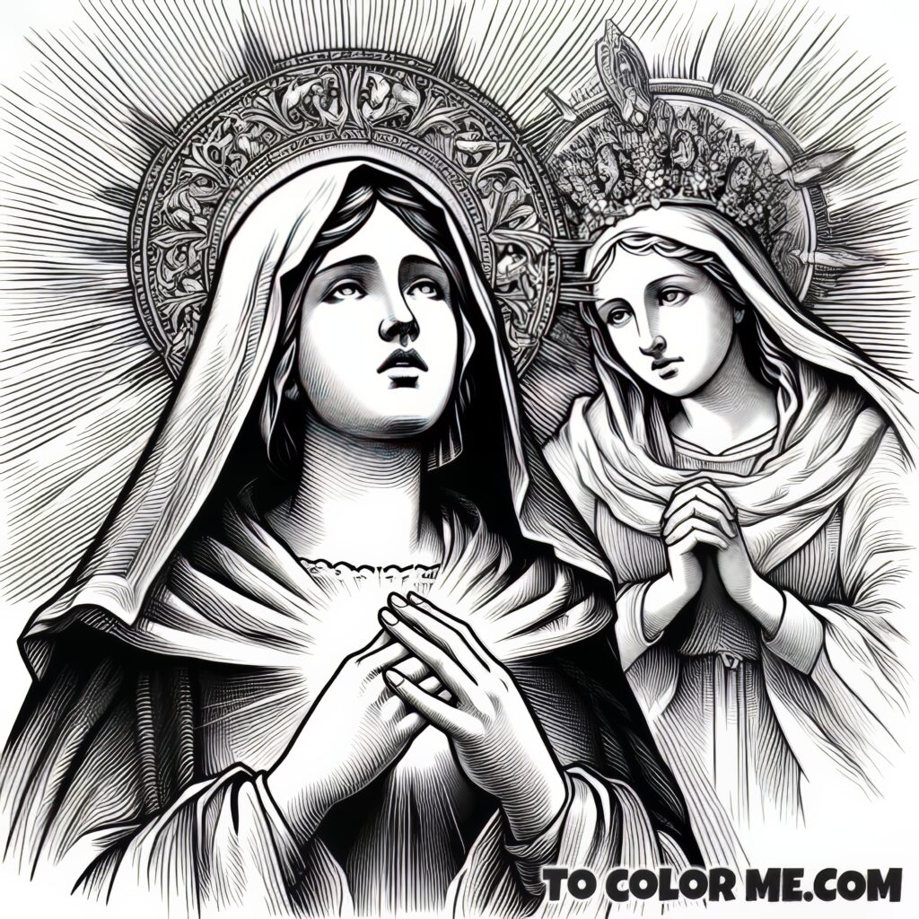 Saint Agnes’s Vision: The Virgin Mary’s Presence - Coloring Design