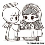 Spiritual Grace: Saint Agnes of Montepulciano’s Angelic Communion to Color