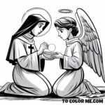 Angelic Communion: Saint Agnes Coloring Page for Reflection