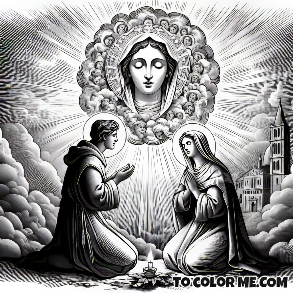 Marian Apparition: Saint Agnes of Montepulciano’s Encounter - Art Sheet
