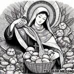 Spiritual Artistry: Saint Agnes and the Bread Miracle Coloring Design