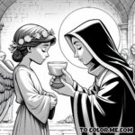 Saint Agnes’s Spiritual Communion: Angelic Presence Coloring Page