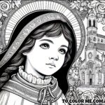 Historic Holiness: Saint Agnes Portrait Art Coloring Page