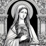 Spiritual Elegance: Saint Agnes Montepulciano Coloring Design