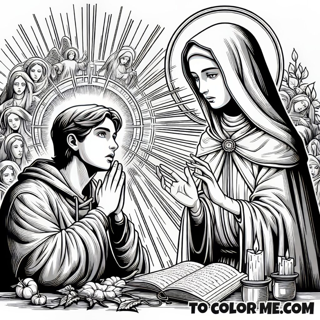 Saint Agnes’s Sacred Meal: Angel Delivers Communion - Coloring Design