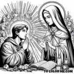 Saint Agnes’s Sacred Meal: Angel Delivers Communion - Coloring Design