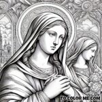 Saintly Portrait: Saint Agnes of Montepulciano - Printable Coloring Masterpiece