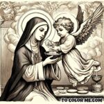 Angelic Blessing: Saint Agnes Receives Holy Communion - Coloring Activity