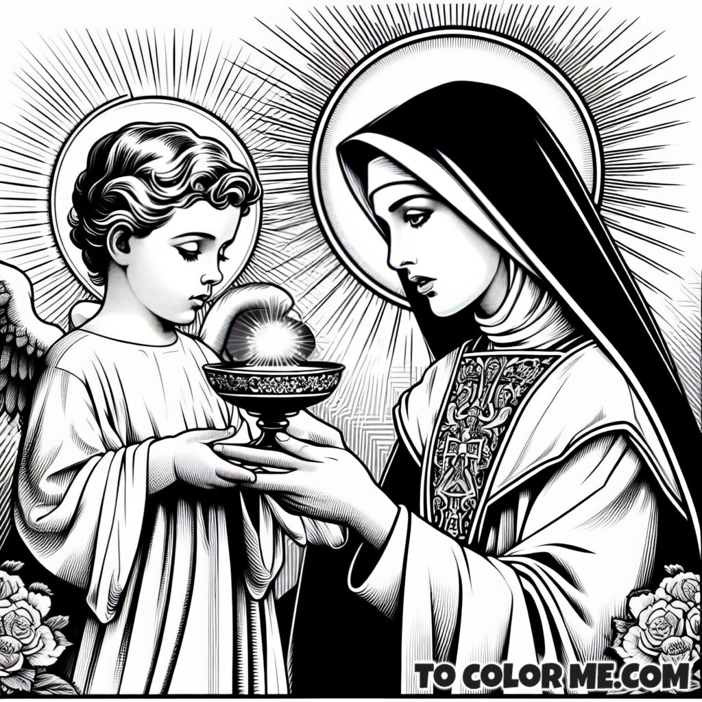 Angel’s Blessing: Saint Agnes Communion Scene - Printable Art