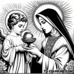 Angel’s Blessing: Saint Agnes Communion Scene - Printable Art