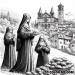 Color the Faith: Saint Agnes’s Bread Miracle Printable Page