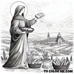Blessed Bread: Saint Agnes Miracle Coloring Page for All Ages