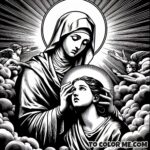 Divine Encounter: Virgin Mary Visits Saint Agnes - Coloring Art