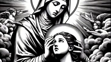 Divine Encounter: Virgin Mary Visits Saint Agnes - Coloring Art