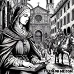 Saint Agnes’s Peaceful Visage: Montepulciano Portrait Coloring Art