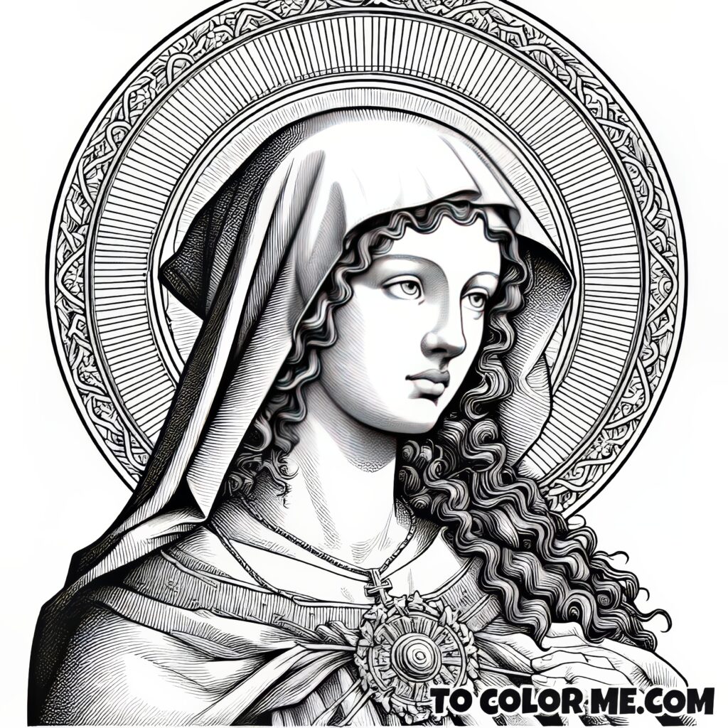 Eternal Serenity: Saint Agnes of Montepulciano Portrait - Coloring Page