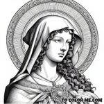 Eternal Serenity: Saint Agnes of Montepulciano Portrait - Coloring Page