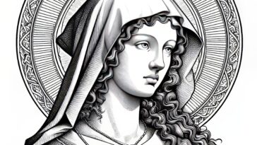 Eternal Serenity: Saint Agnes of Montepulciano Portrait - Coloring Page