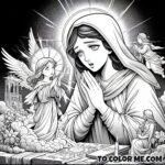 Divine Feast: Saint Agnes and the Angel - Printable Coloring Art
