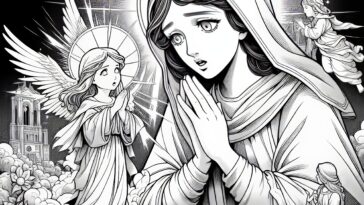 Divine Feast: Saint Agnes and the Angel - Printable Coloring Art
