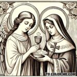 Divine Moment: Saint Agnes Receives Communion from Angel - Activity Sheet