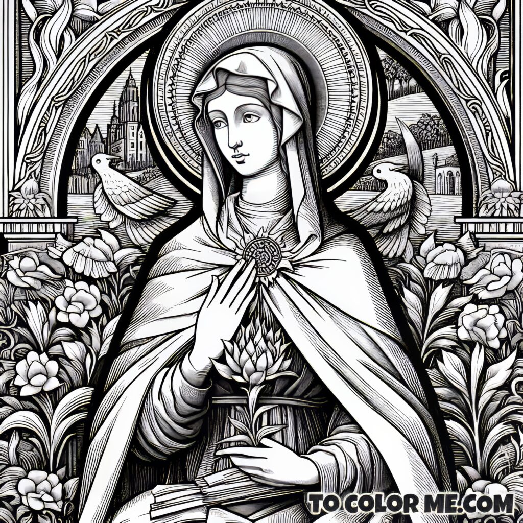 Serene Saint Agnes: Montepulciano Portrait Coloring Page