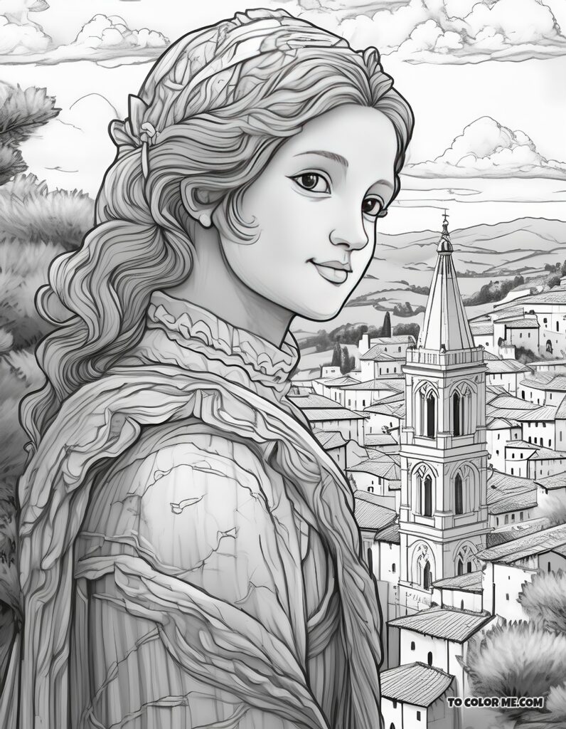 St. Catherine of Siena Coloring Page: A Saint’s Journey