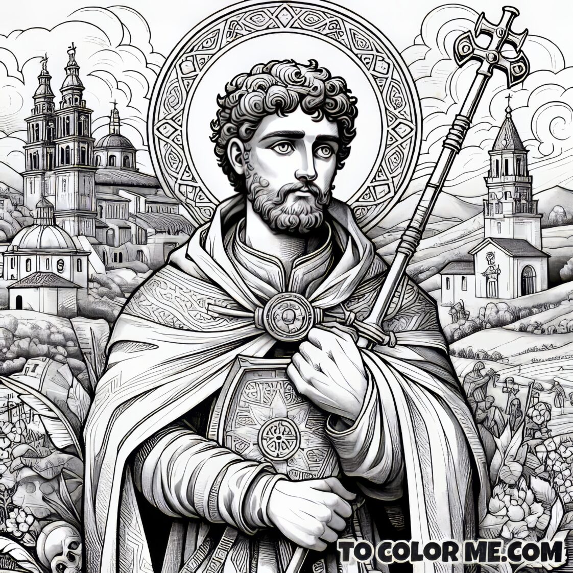 Santo Perfecto’s Legacy: Inspirational Scenes to Color – To Color Me Free