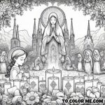 St. Bernadette’s Vision: Lourdes Coloring Pages for Kids