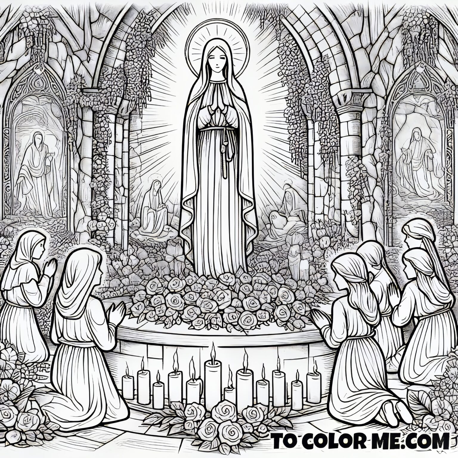 Massabielle Grotto Magic St. Bernadette Coloring Page To Color Me Free