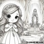 Grotto Wonders: St. Bernadette’s Vision in Coloring Pages