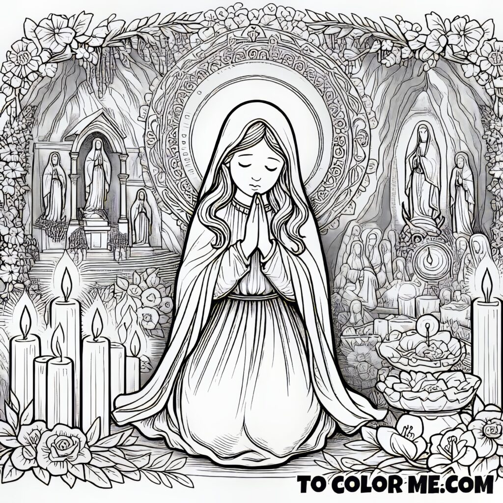 Sacred Moments: St. Bernadette’s Grotto Coloring Sheets